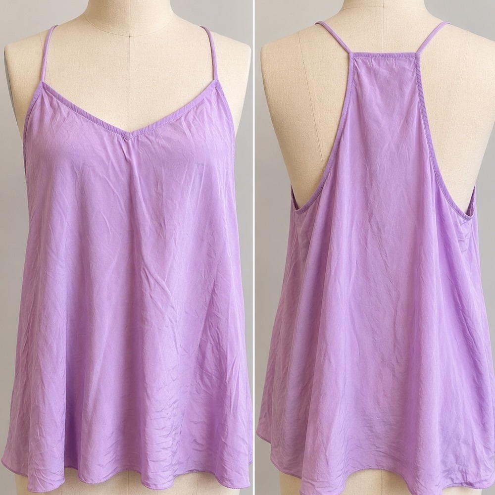 Johnny Was Silk Blend Cami Lavender Purple Spaghetti Strap V-Neck XL R15020-D